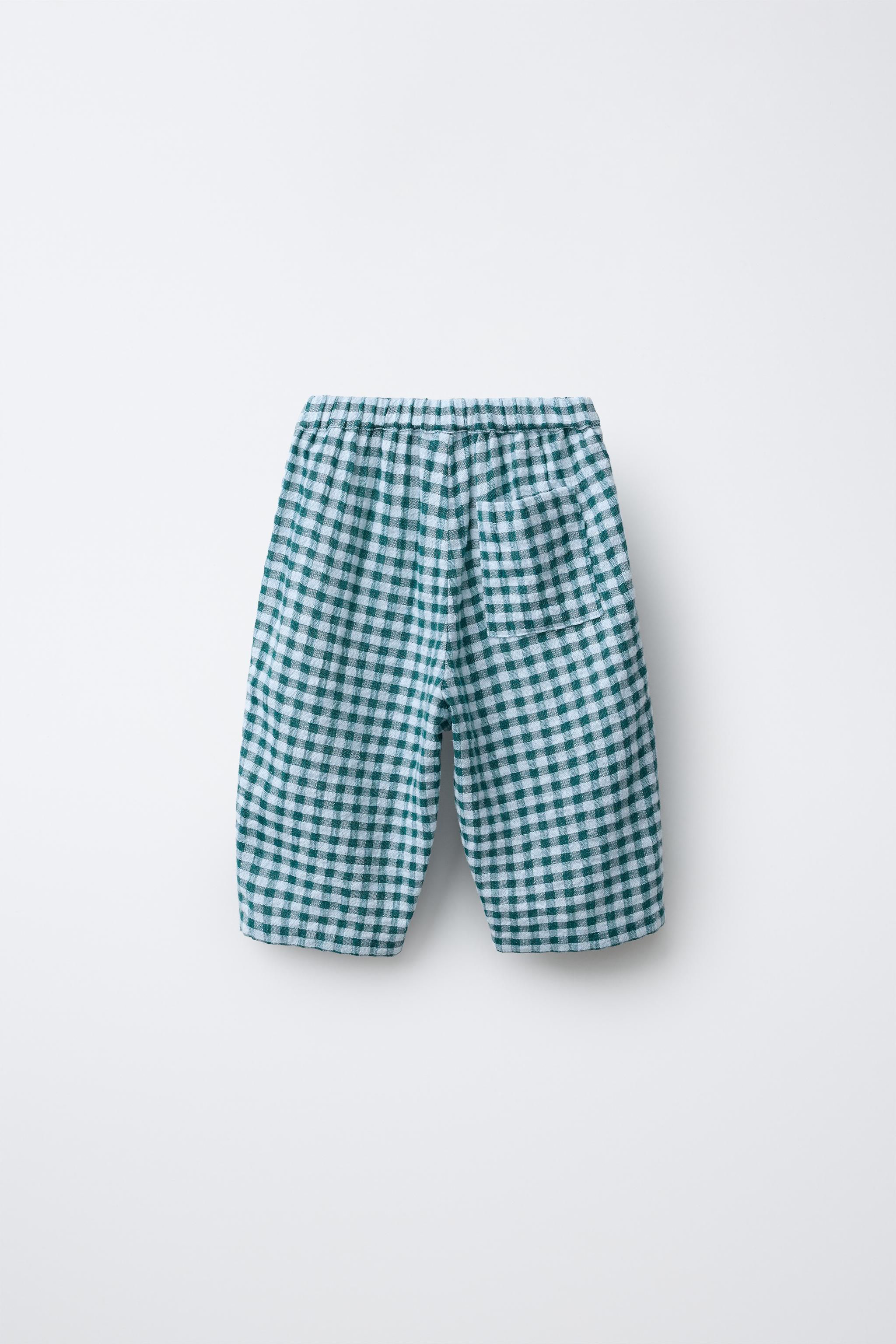 TEXTURED PLAID BAGGY PANTS